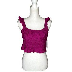 Kirious Los Angeles Women's Sleeveless Smocked Crop Top Large Dark Pink